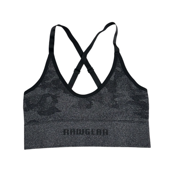 Rawgear Black Camo Sports Bra Womens Size Medium NWT Activewear Athletic Yoga - Picture 1 of 6